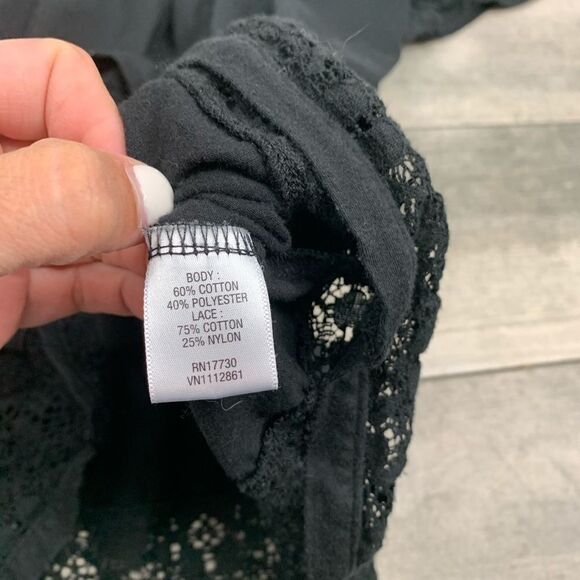 Converse One Star Black Lace Peplum Blouse Women’s Medium - Picture 4 of 9